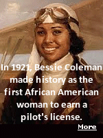 Bessie Coleman was the first African American woman to earn a pilot's license. In the 1920s, getting a pilot's license as a Black woman in the United States was impossible, so Coleman moved to France to get her flying certification.  On June 15, 1921, Coleman achieved her goal, making history as the first African American woman to earn a pilot's license.